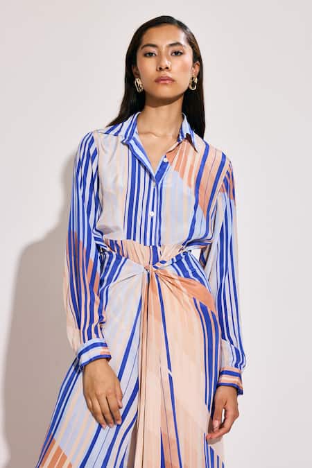 Shop_Twinkle Hanspal_Blue Crepe Collared Abstract Sailor Print Jumpsuit _Online_at_Aza_Fashions