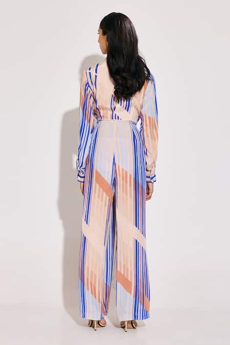 Shop_Twinkle Hanspal_Blue Crepe Collared Abstract Sailor Print Jumpsuit _at_Aza_Fashions