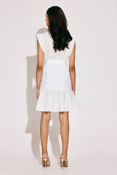Shop_Twinkle Hanspal_White Poplin Collared Designer Shirt Dress _at_Aza_Fashions