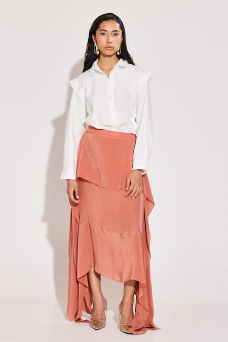 TWINKLE HANSPAL Boxy Panelled Shirt & Asymmetric Skirt Set 