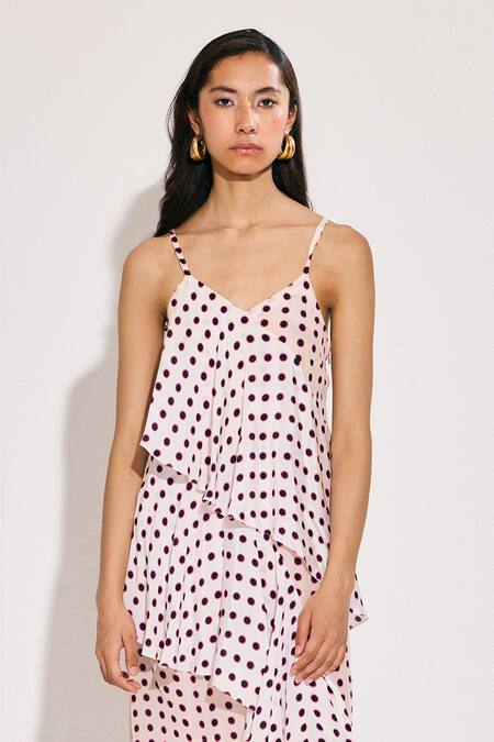 Twinkle Hanspal White Crepe Sweetheart Neck Tiered Disco Print Maxi Dress Online at Aza Fashions Twinkle Hanspal_White Crepe Sweetheart Neck Tiered Disco Print Maxi Dress_Online_at_Aza_Fashions