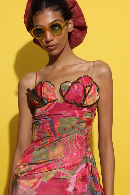 Buy Rishi and Vibhuti Green Crepe Crystals, Embroidery Sweetheart Embellished Asymmetric Draped Dress Online at Aza Fashions Buy_Rishi and Vibhuti_Green Crepe Crystals, Embroidery Sweetheart Embellished Asymmetric Draped Dress _Online_at_Aza_Fashions