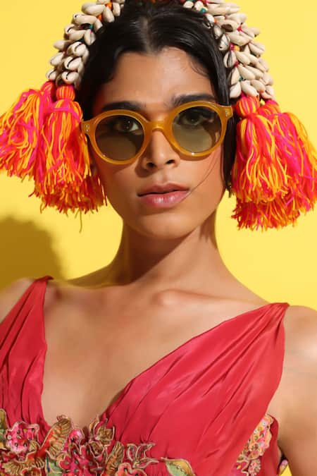 Shop Rishi and Vibhuti Red Crepe Sequins, Cut Work, Embroidery, Zari V-neck Hand Crimson Lehenga Set Online at Aza Fashions Shop_Rishi and Vibhuti_Red Crepe Sequins, Cut Work, Embroidery, Zari V-neck Hand Crimson Lehenga Set _Online_at_Aza_Fashions