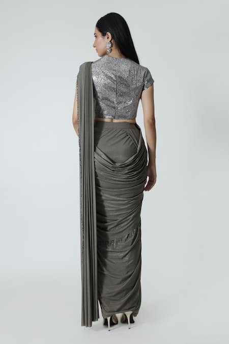 Chhaya Mehrotra Shimmer Pre-Draped Layered Saree & Blouse 