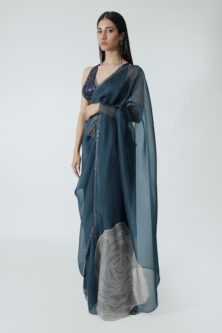 Chhaya Mehrotra Embellished Organza Saree With Bralette 