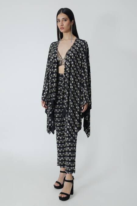 Chhaya Mehrotra_Black Silk Rhinestones Embellished Pant _Online_at_Aza_Fashions