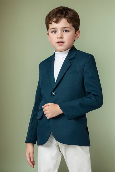 Buy Petite Pomme Blue Polyester Solid Full Sleeves Blazer Online at Aza Fashions Buy_Petite Pomme_Blue Polyester Solid Full Sleeves Blazer _Online_at_Aza_Fashions