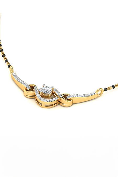 Divine Solitaires_Yellow Imitation Diamonds Infinity Twist Mangalsutra_Online_at_Aza_Fashions