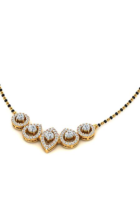 Divine Solitaires_Gold Plated Imitation Diamonds 18kt Leaf Gleam Mangalsutra_Online_at_Aza_Fashions