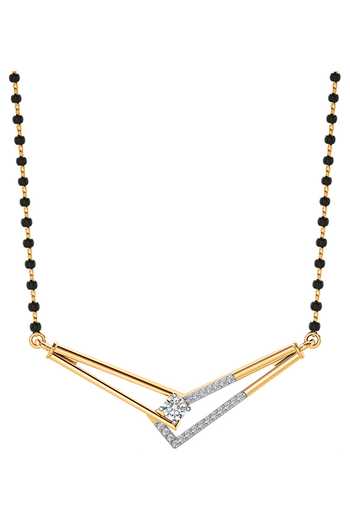 Divine Solitaires Yellow Imitation Diamonds Geometric Crest Design Mangalsutra 1