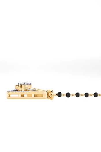 Divine Solitaires Yellow Imitation Diamonds Geometric Crest Design Mangalsutra 3