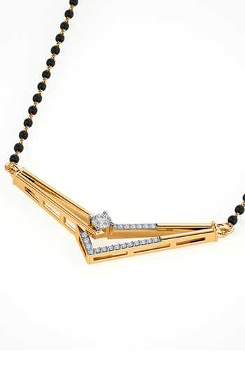 Divine Solitaires Yellow Imitation Diamonds Geometric Crest Design Mangalsutra 4