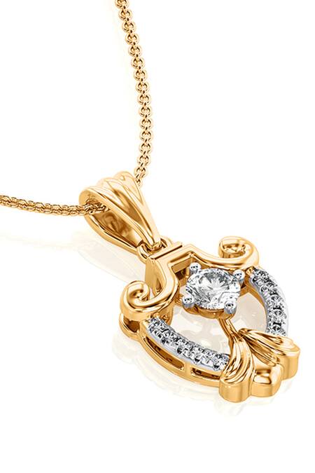 Divine Solitaires_Gold Plated French Shield Diamond Pendant_Online_at_Aza_Fashions