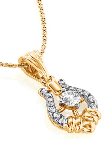 Divine Solitaires_Gold Plated Horse Shoe Diamond Pendant_Online_at_Aza_Fashions