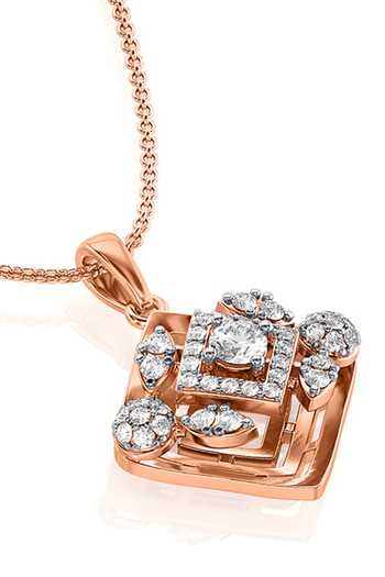 Divine Solitaires_Rose Gold Geometric Diamond Pendant_Online_at_Aza_Fashions