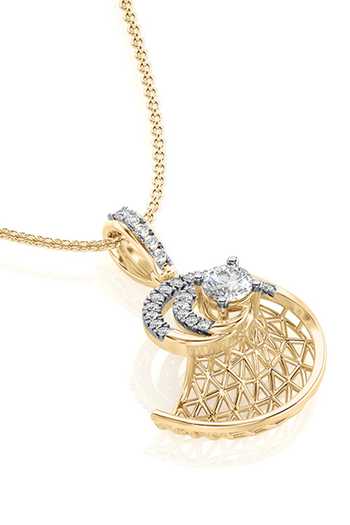 Divine Solitaires_Gold Plated Diamond Sea Shell Pendant_Online_at_Aza_Fashions