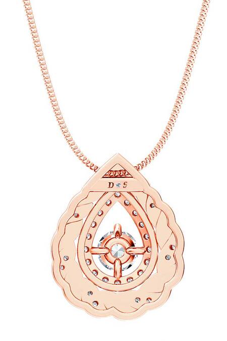 Shop Divine Solitaires Rose Gold Diamond Twist Teardrop Pendant at Aza Fashions Shop_Divine Solitaires_Rose Gold Diamond Twist Teardrop Pendant_at_Aza_Fashions