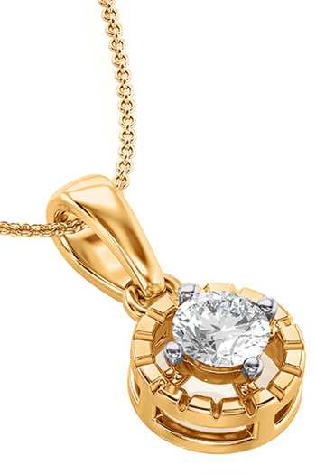 Divine Solitaires_Gold Plated Diamond Solitaire Pendant In 18kt_Online_at_Aza_Fashions