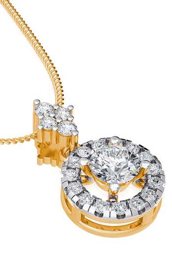 Divine Solitaires_Gold Plated Solitaire Halo Drop Pendant_Online_at_Aza_Fashions