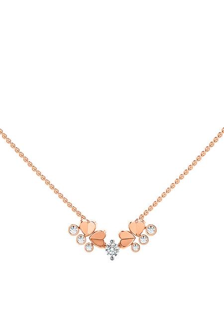 Divine Solitaires_Rose Gold Imitation Diamonds Pendant Necklace_Online_at_Aza_Fashions