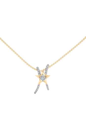 Divine Solitaires_Yellow Imitation Diamonds Embellished Pendant Necklace_Online_at_Aza_Fashions