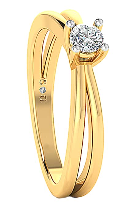 Divine Solitaires_Yellow Imitation Diamonds Gold Round Cut Ring_Online_at_Aza_Fashions