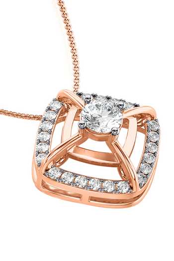 Divine Solitaires_Rose Gold Diamond Cutwork Pendant_Online_at_Aza_Fashions