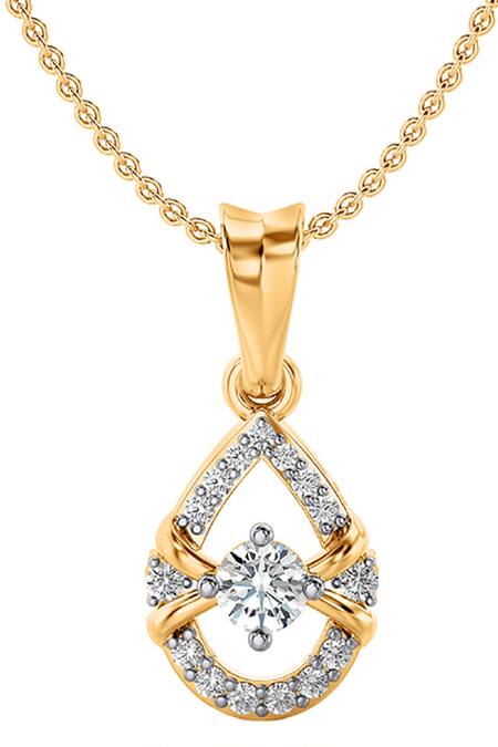 Divine Solitaires Gold Plated Teardrop Diamond Pendant
