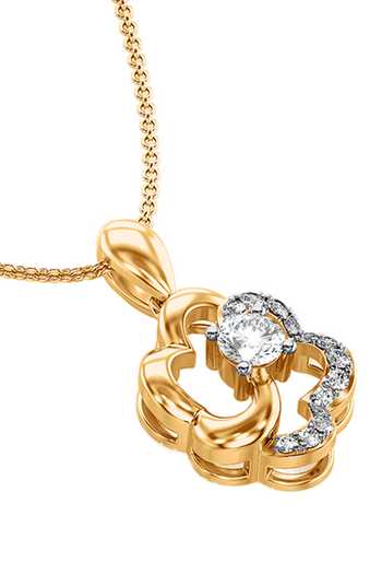 Divine Solitaires_Gold Plated Flower Shaped Diamond Pendant_Online_at_Aza_Fashions