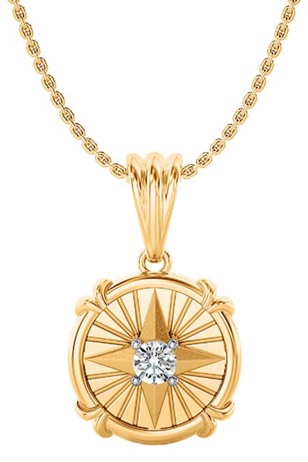 Divine Solitaires 18kt Yellow Gold Round Shaped Pendant 