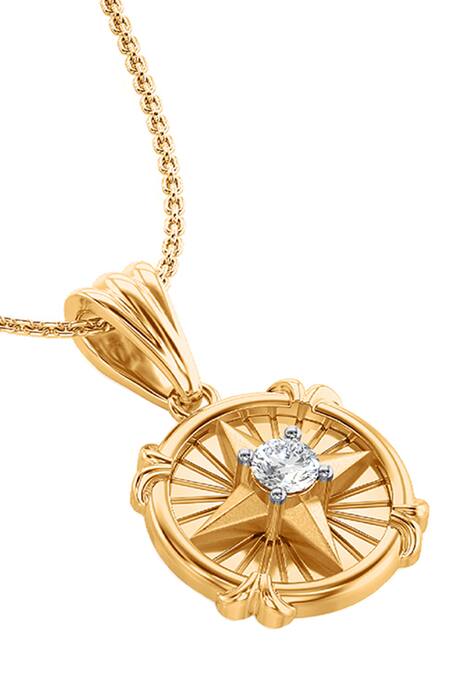 Divine Solitaires Gold Diamonds Round Shaped Pendant Online at Aza Fashions Divine Solitaires_Gold Diamonds Round Shaped Pendant_Online_at_Aza_Fashions