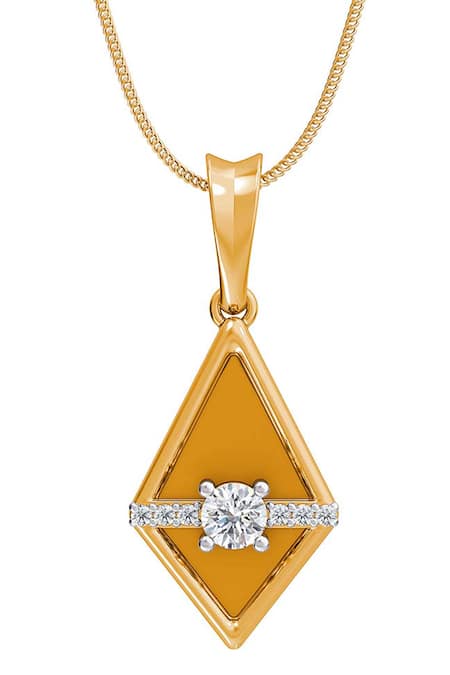 Divine Solitaires 18kt Yellow Gold Geometric Shaped Pendant 