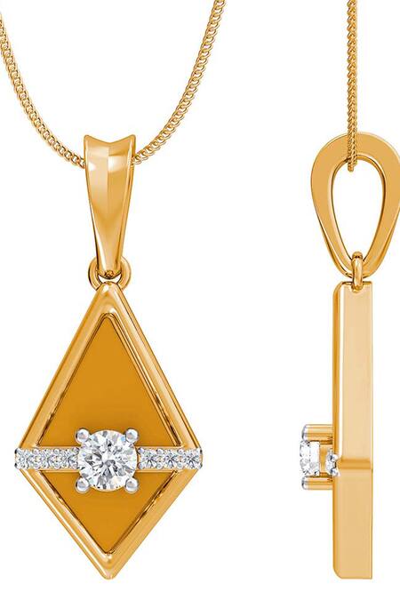 Buy Divine Solitaires Gold Geometric Shaped Diamond Pendant Online at Aza Fashions Buy_Divine Solitaires_Gold Geometric Shaped Diamond Pendant_Online_at_Aza_Fashions