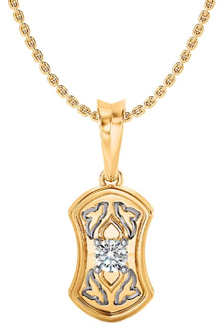 Divine Solitaires 18kt Yellow Gold Rectangle Shaped Pendant 