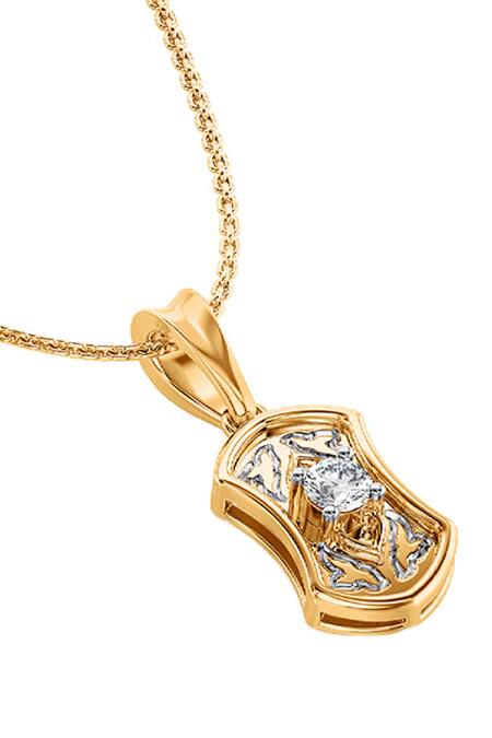 Divine Solitaires_Gold Geometric Diamond Pendant_Online_at_Aza_Fashions