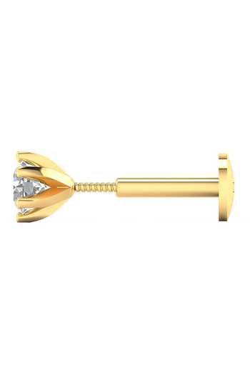 Divine Solitaires_Yellow Imitation Diamonds 18kt Gold Nose Pin_Online_at_Aza_Fashions