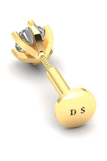 Buy_Divine Solitaires_Yellow Imitation Diamonds 18kt Gold Nose Pin_Online_at_Aza_Fashions