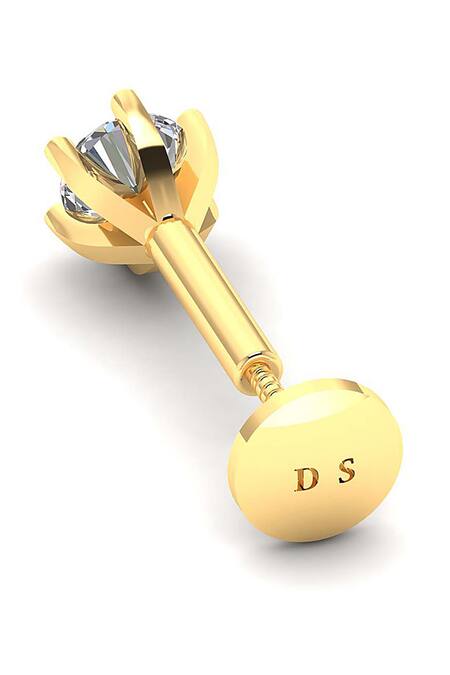Buy_Divine Solitaires_Yellow Imitation Diamonds Round Cut Nose Pin_Online_at_Aza_Fashions