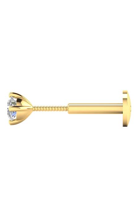 Divine Solitaires_Gold Plated Imitation Diamonds 18kt Round Cut Nose Pin_Online_at_Aza_Fashions