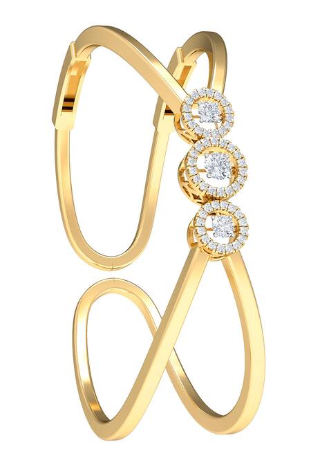 Divine Solitaires Gold Plated Imitation Diamonds Abstract Cutwork Bracelet Online at Aza Fashions Divine Solitaires_Gold Plated Imitation Diamonds Abstract Cutwork Bracelet_Online_at_Aza_Fashions