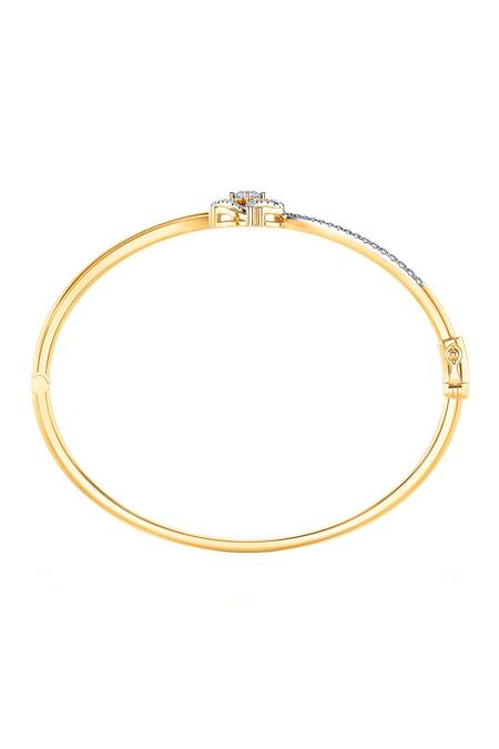 Buy_Divine Solitaires_Yellow Imitation Diamonds Gold Abstract Cutwork Bracelet_Online_at_Aza_Fashions