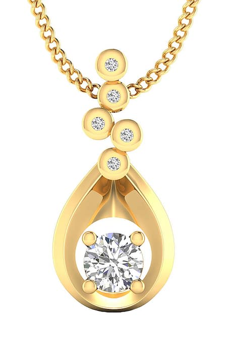 Divine Solitaires 18kt Yellow Gold Diamond Abstract Cutwork Pendant 