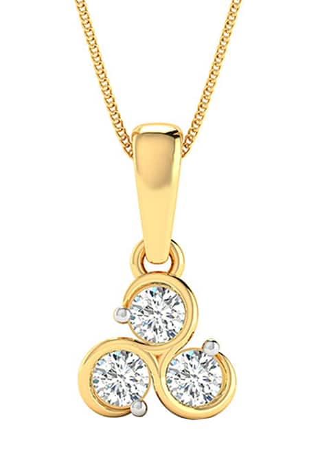 Divine Solitaires 18kt Yellow Gold Diamond Embellished Abstract Cutwork Pendant 