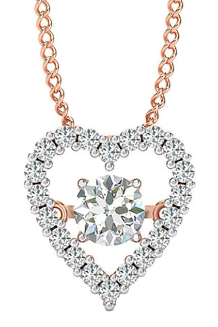 Divine Solitaires 18kt Rose Gold Diamond Embellished Heart Pendant 