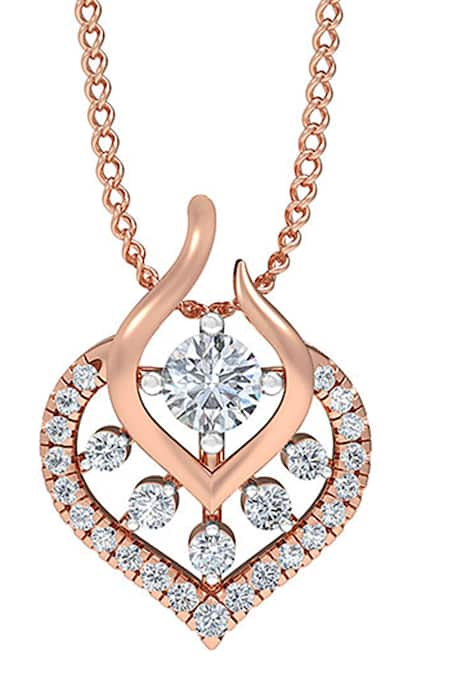 Divine Solitaires 18kt Rose Gold Diamond Embellished Pendant 