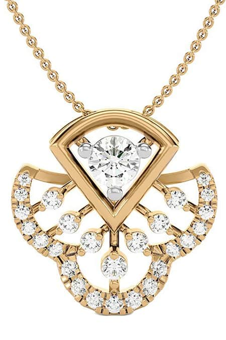 Divine Solitaires 18kt Yellow Gold Diamond Flower Pendant 