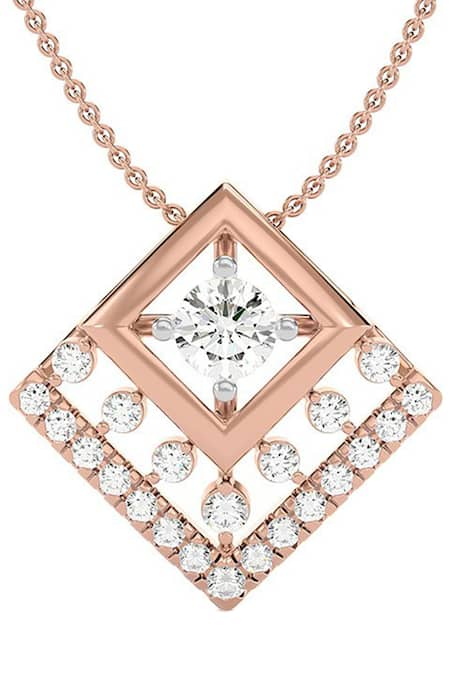 Divine Solitaires 18kt Rose Gold Diamond Geometric Pendant 