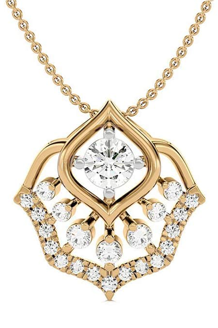 Divine Solitaires 18kt Yellow Gold Diamond Mandala Pendant 