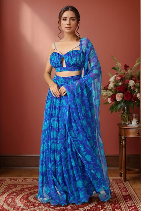 Samyukta Singhania Lapis Floral Print Lehenga Set 