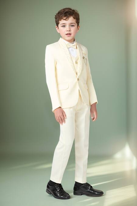 Buy_Petite Pomme_Cream Polyester Sequins Embellished Blazer Set 